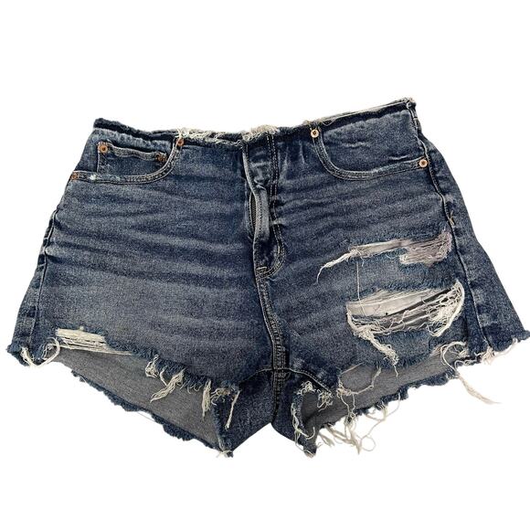 American Eagle Outfitters Pants - American Eagle High Rise 90’s Boyfriend Distressed Waist/Hem Denim Shorts Sz 10